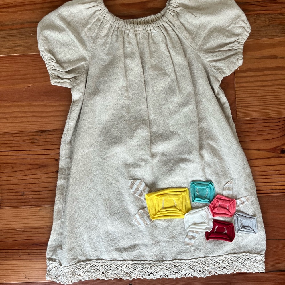 Charming Cream Kids Dress with Colorful Accents